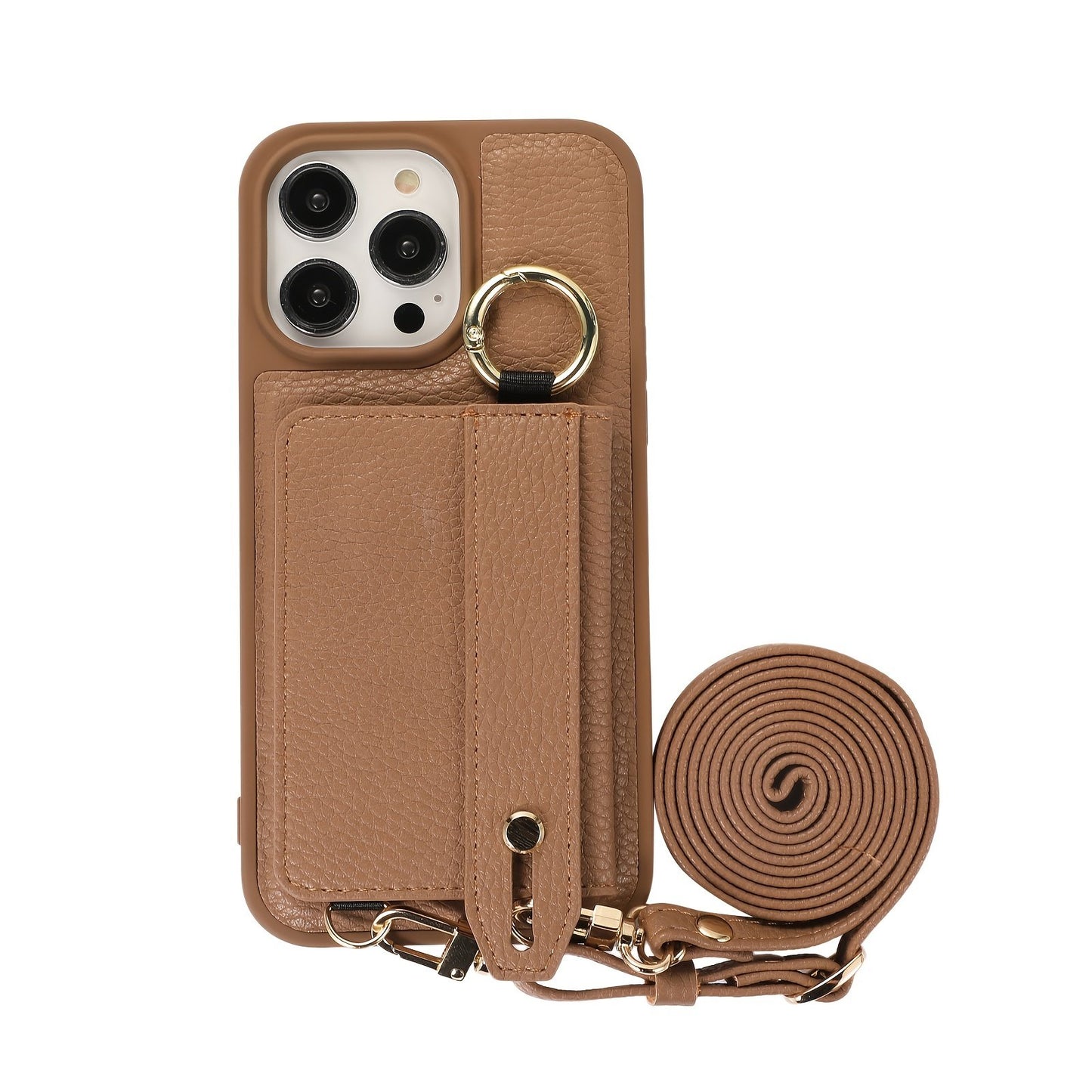 Luxusy Leather Phone Case For iPhone 15 Plus 14 13 12 11 Pro Max With Wrist Ring Long Lanyard Crossbody Bag Shockproof Cover