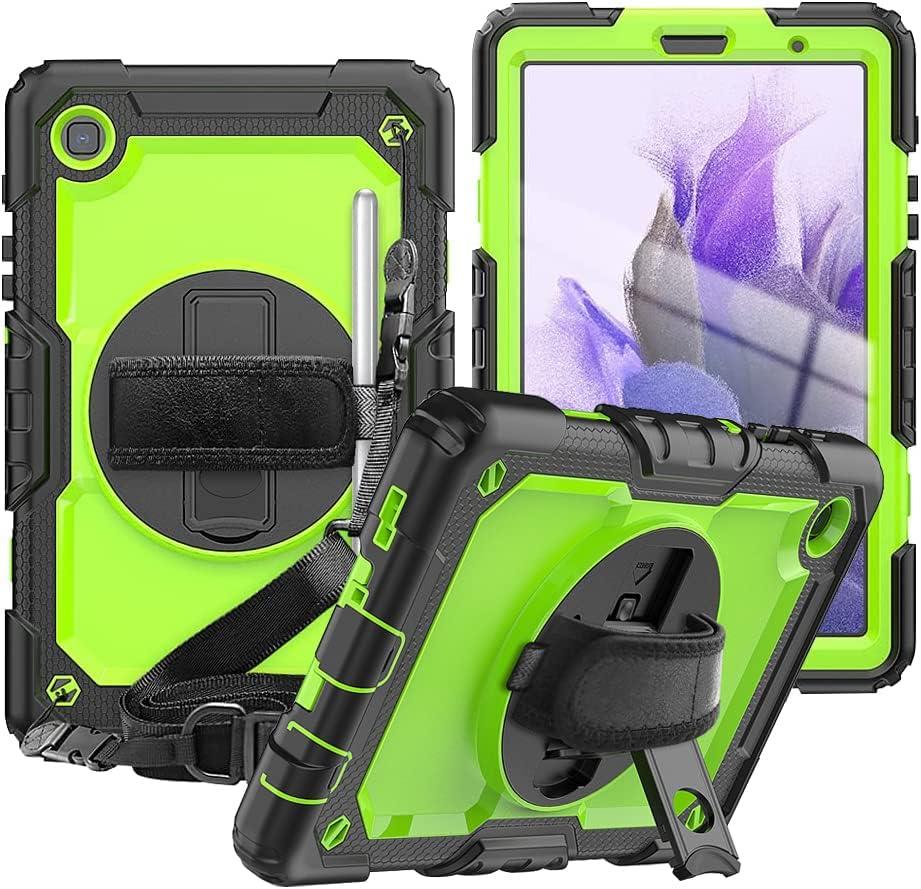 Samsung Galaxy Tab A7 Lite Case 8.7 inch 2021(SM-T220/T225/T227), with Screen Protector Pencil Holder Kids Shockproof Silicone Cover 360 Stand Hand Strap for Galaxy Tablet A7 lite,Purple