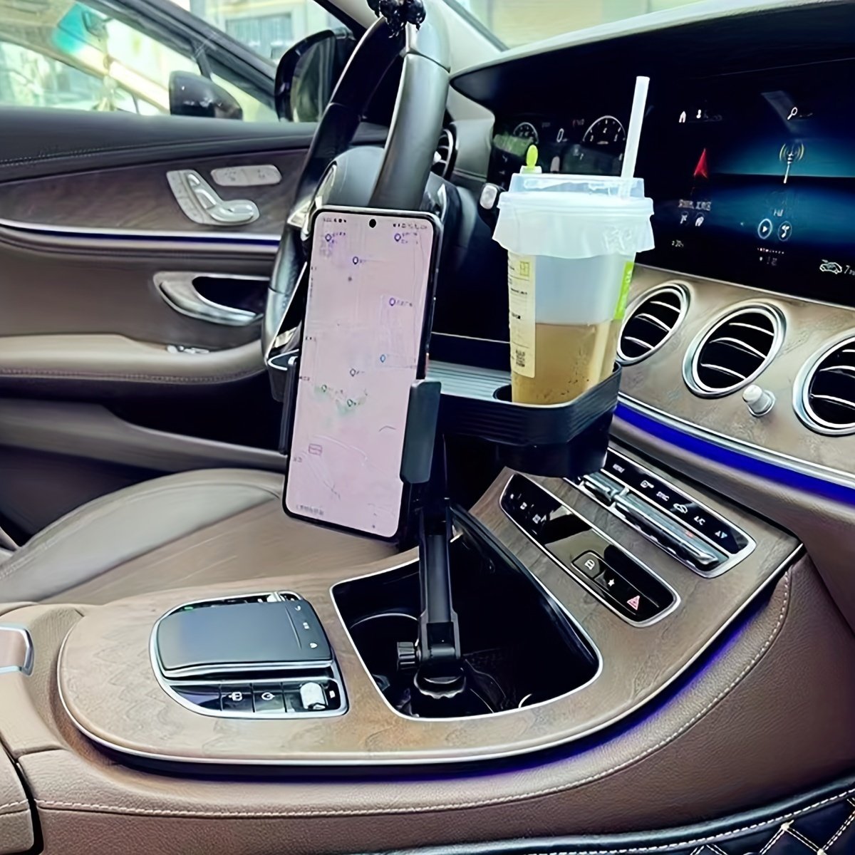 1pc Car Dinner Plate, Coffee Table Food Storage Rack, Water Cup Position Small Tray, Car Travel Organization And Storage Mobile Phone Holder, Car Accessories