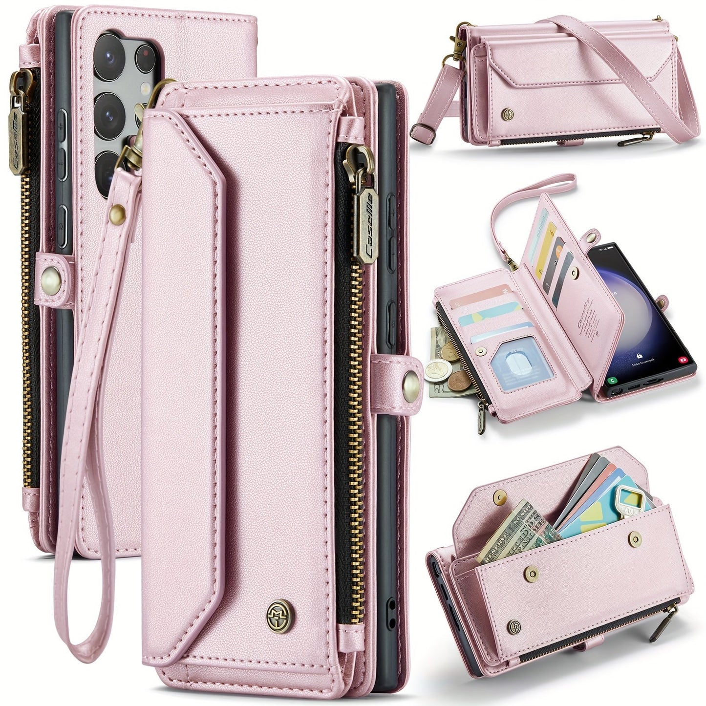 New Flip Wallet Style Phone Case With Zipper, For Samsung Galaxy S10Plus/ S20ultra/ S21plus/S22ultra/S24 Series/S24 Series/A12/A13/ A14/A15/A01S/A53/A54/A71/A72 4G 5G/Galaxy Note 10 Plus/Note20