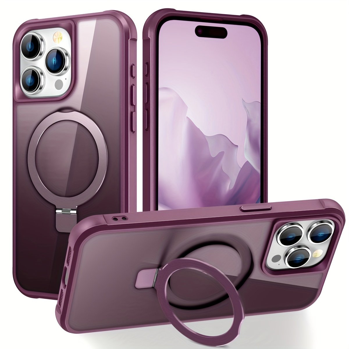 Magnetic For IPhone 15 14 13 12 11 Pro Max Case [Compatible With Magnetic] With Stand, [Military Grade Drop Protection] Shockproof Translucent Back Slim Protective Phone Case (2023)