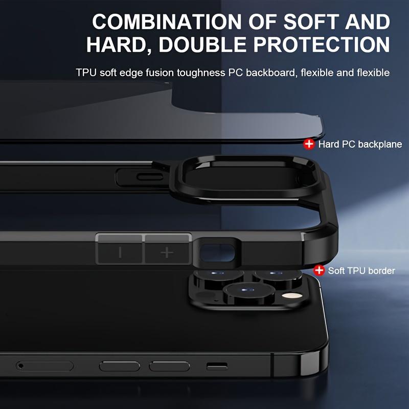 3 In 1 Phone Case With Tempered Glass Screen Protector And Lens Camera Protector For IPhone 15 14 13 12 11 Pro Max Plus Phone Back Cover