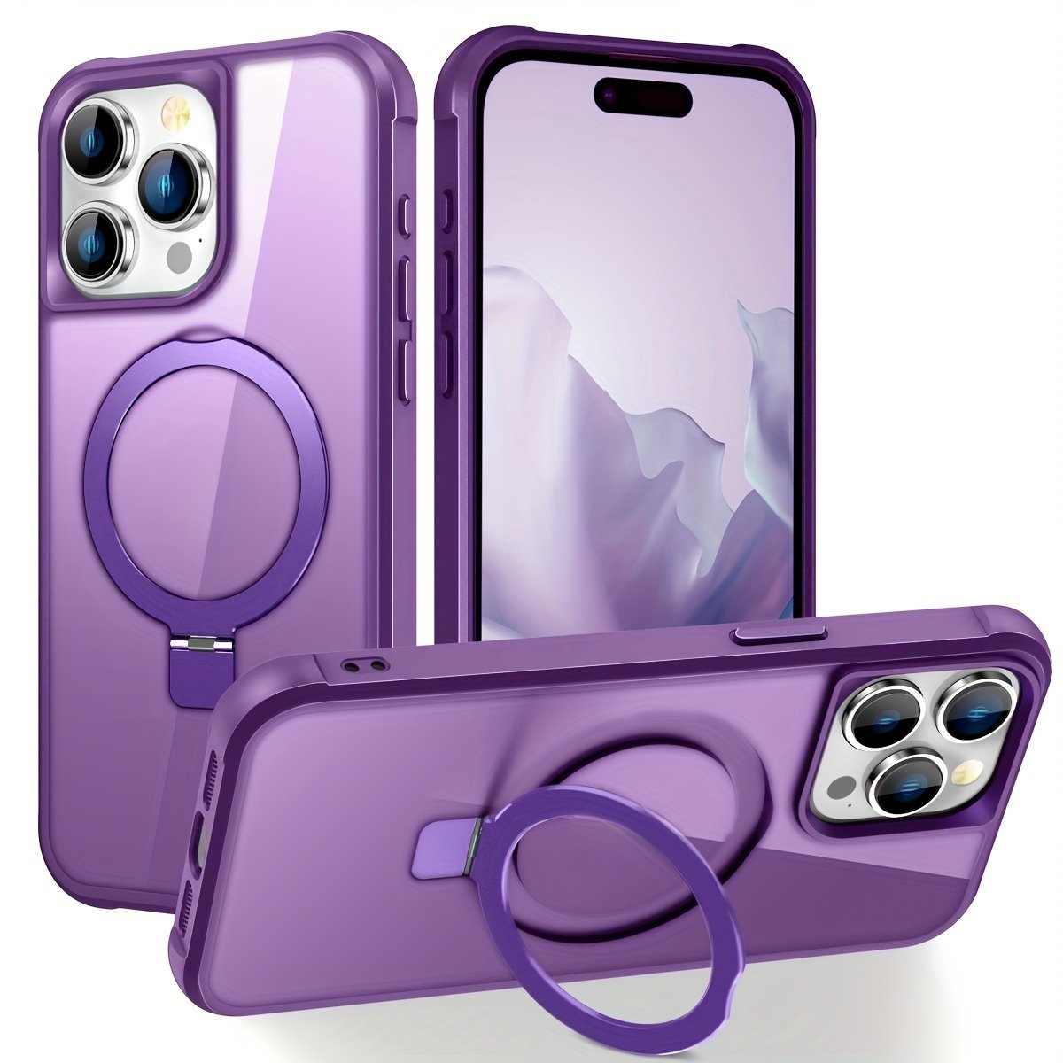 Magnetic For IPhone 15 14 13 12 11 Pro Max Case [Compatible With Magnetic] With Stand, [Military Grade Drop Protection] Shockproof Translucent Back Slim Protective Phone Case (2023)