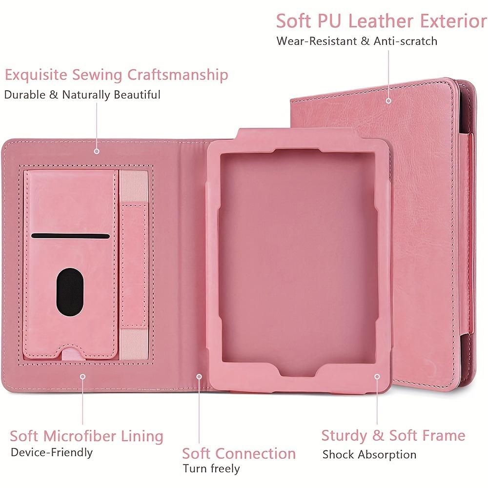 Case for 6.8" Kindle Paperwhite (11th Generation - 2021) and Signature Edition, Premium PU Leather 6.8" Kindle Paperwhite Case with Auto Wake/Sleep, Hand Strap, Card Slot and Foldable Stand, Pink