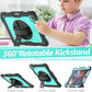 iPad Pro 12.9 inch Case 6th 2022 2021 5th Generation iPad Pro 12.9 Inch 2020 4th Gen with Screen Protector Pencil Holder Kids Shockproof Rugged Silicone Cover 360 Stand Hand Strap Black