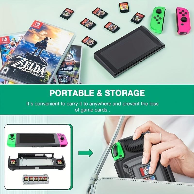 Switch Case, Heavy-Duty Protective Cover With 7 Game Card Slots, Adjustable Kickstand, Shock-Resistant Full Protection