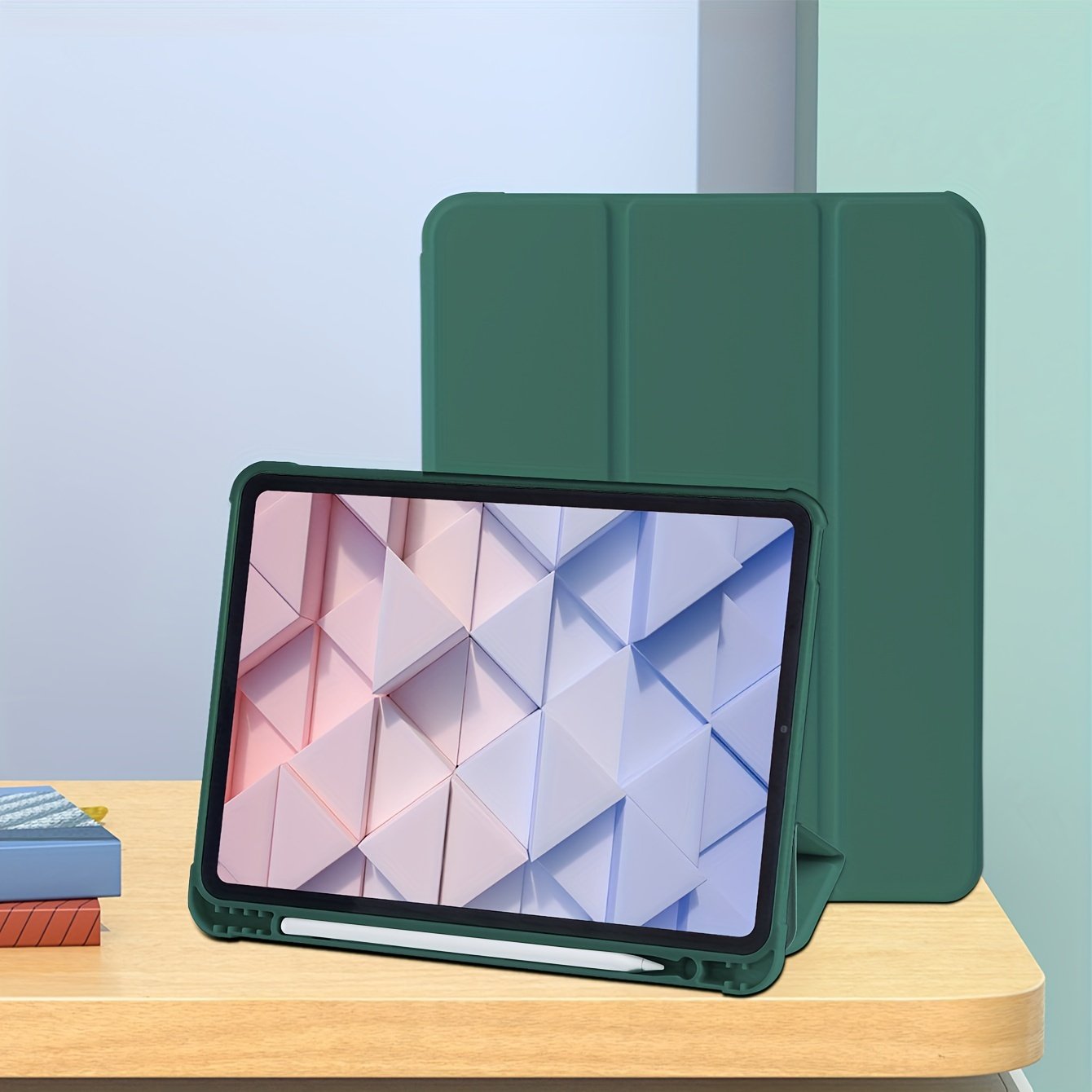 A Solid Color With A Pen Slot And Anti-drop Corners, Magnetic Sleep, Three-fold, Two Types Of Bracket, Honeycomb Heat Dissipation Bottom Shell Tablet Protective Cover Suitable For Mini4/mini5th/mini6/9.7/10.2/10.5/10.9/11/10th/12.9 Apple Models, Different