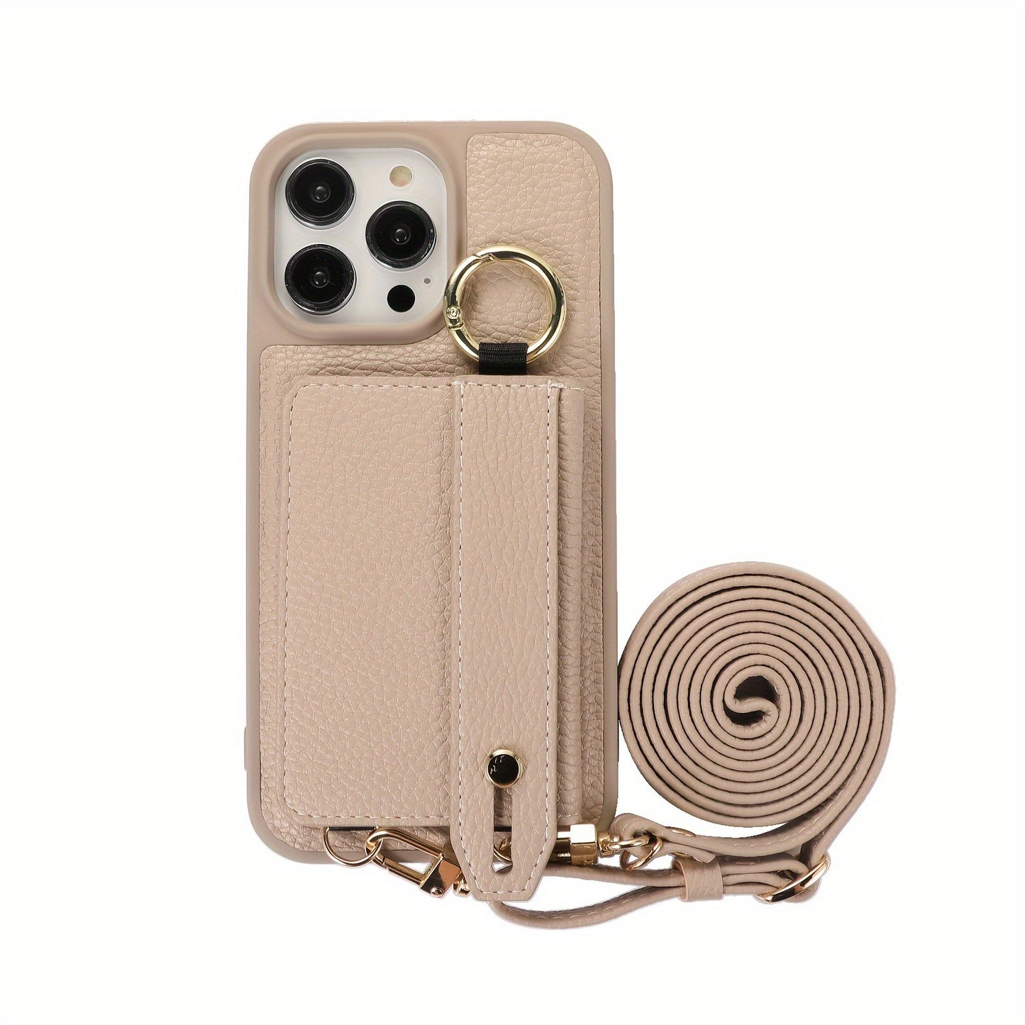 Luxusy Leather Phone Case For iPhone 15 Plus 14 13 12 11 Pro Max With Wrist Ring Long Lanyard Crossbody Bag Shockproof Cover