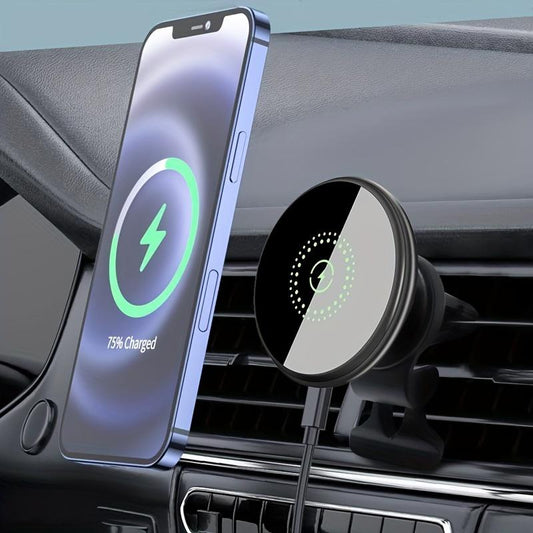 Magnetic Wireless Phone Holder Car Charger Car Mount With Fast Charging Wireless Magnet Car Phone Holder For IPhone 15/15 Pro/15 Pro Max/15 Plus/14/14 Pro/14 Pro Max/14 Plus/13/13 Pro/13 Pro Max/12/12 Pro/12 Pro Max/12 Mini Series