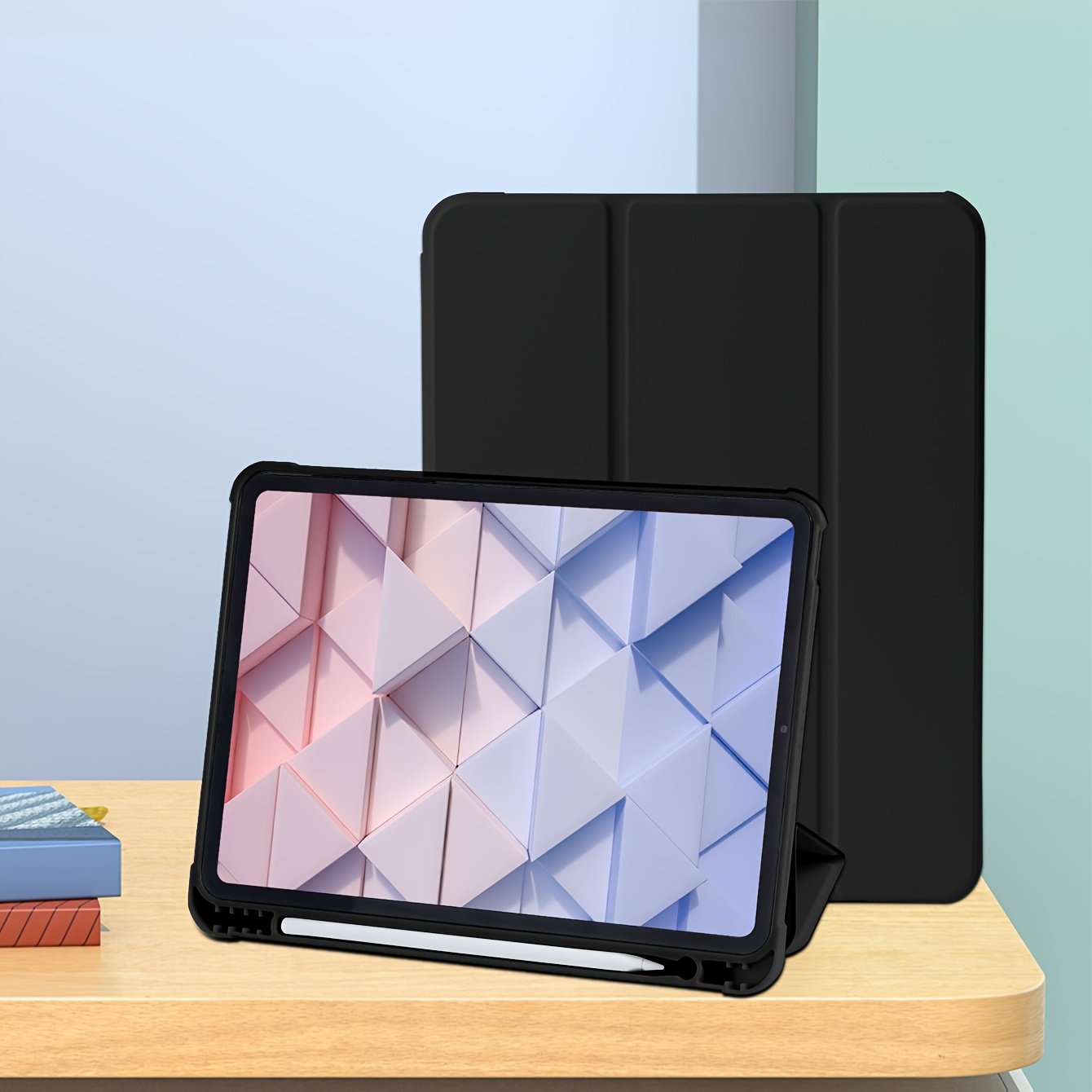 A Solid Color With A Pen Slot And Anti-drop Corners, Magnetic Sleep, Three-fold, Two Types Of Bracket, Honeycomb Heat Dissipation Bottom Shell Tablet Protective Cover Suitable For Mini4/mini5th/mini6/9.7/10.2/10.5/10.9/11/10th/12.9 Apple Models, Different
