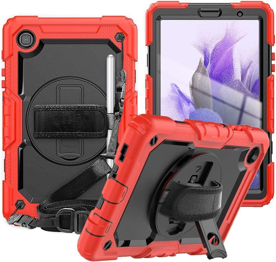 Samsung Galaxy Tab A7 Lite Case 8.7 inch 2021(SM-T220/T225/T227), with Screen Protector Pencil Holder Kids Shockproof Silicone Cover 360 Stand Hand Strap for Galaxy Tablet A7 lite,Purple