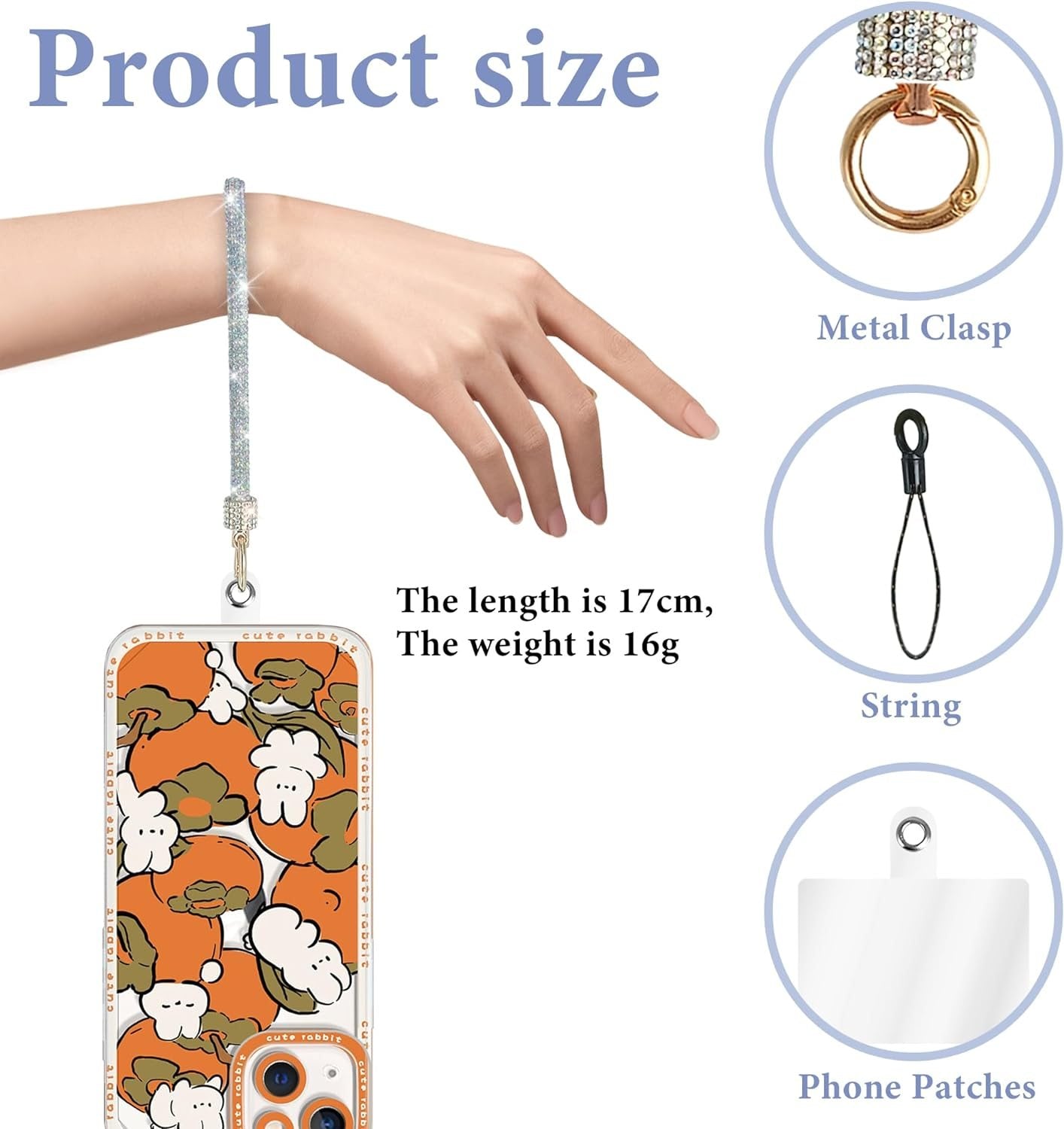 Diamond Wrist Strap Phone Lanyard Rhinestone Bling Glitter Lanyard With Phone Tether Tab Phone Wristlet Strap