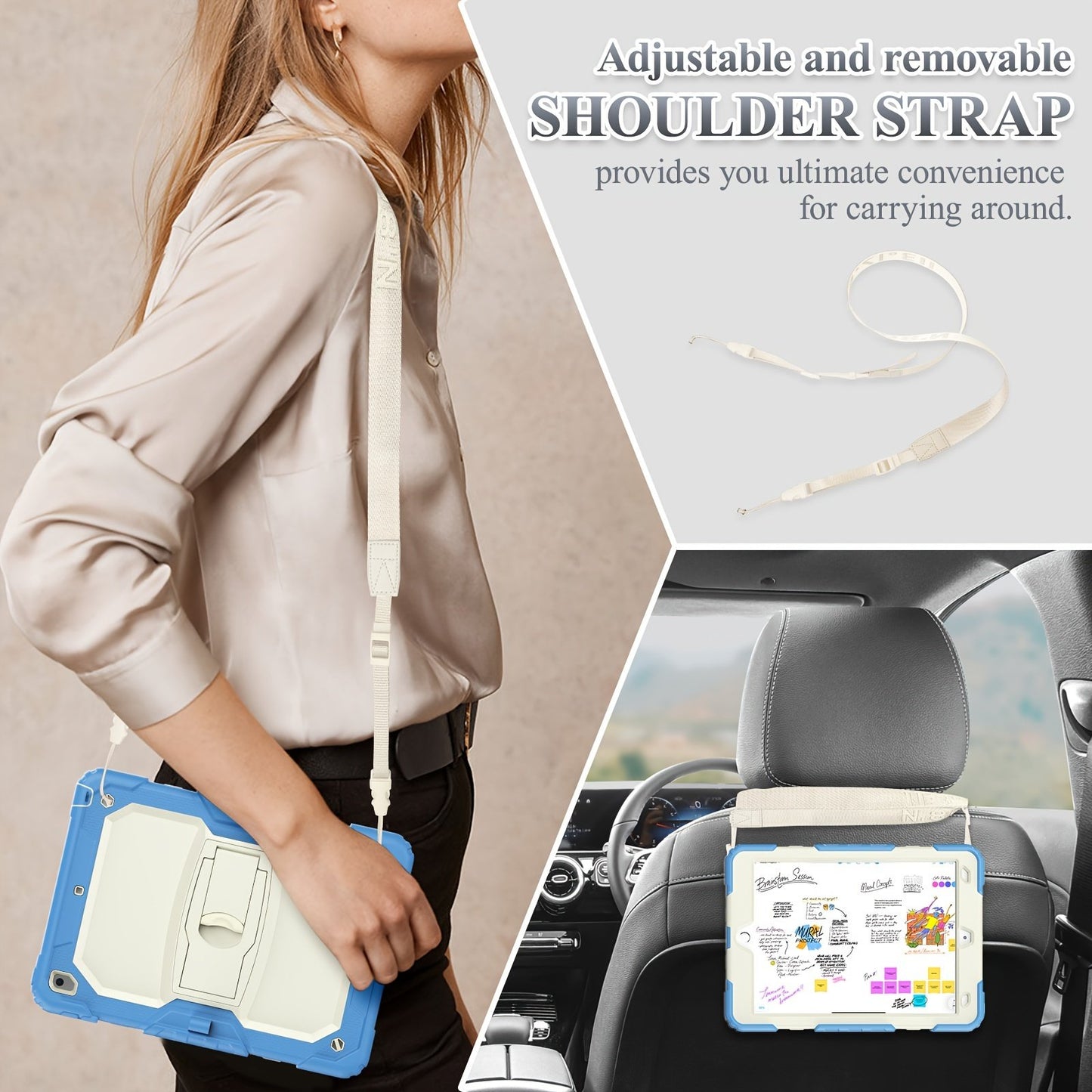 Protective Case, Suitable for IPad 9th Generation Case, IPad 8th 7th Generation Case, PC+Silicaone Case, For IPad 10.2 Inch 2021/2020/2019, Heavy Duty Rugged Shockproof Protective Cover With Stand And Shoulder Strap.