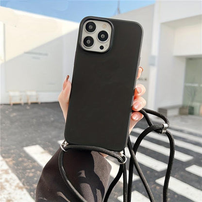 Coque de téléphone en silicone avec cordon tour de cou bandoulière pour iPhone 14, 13, 12 Pro Max, 11 Pro Max, Plus