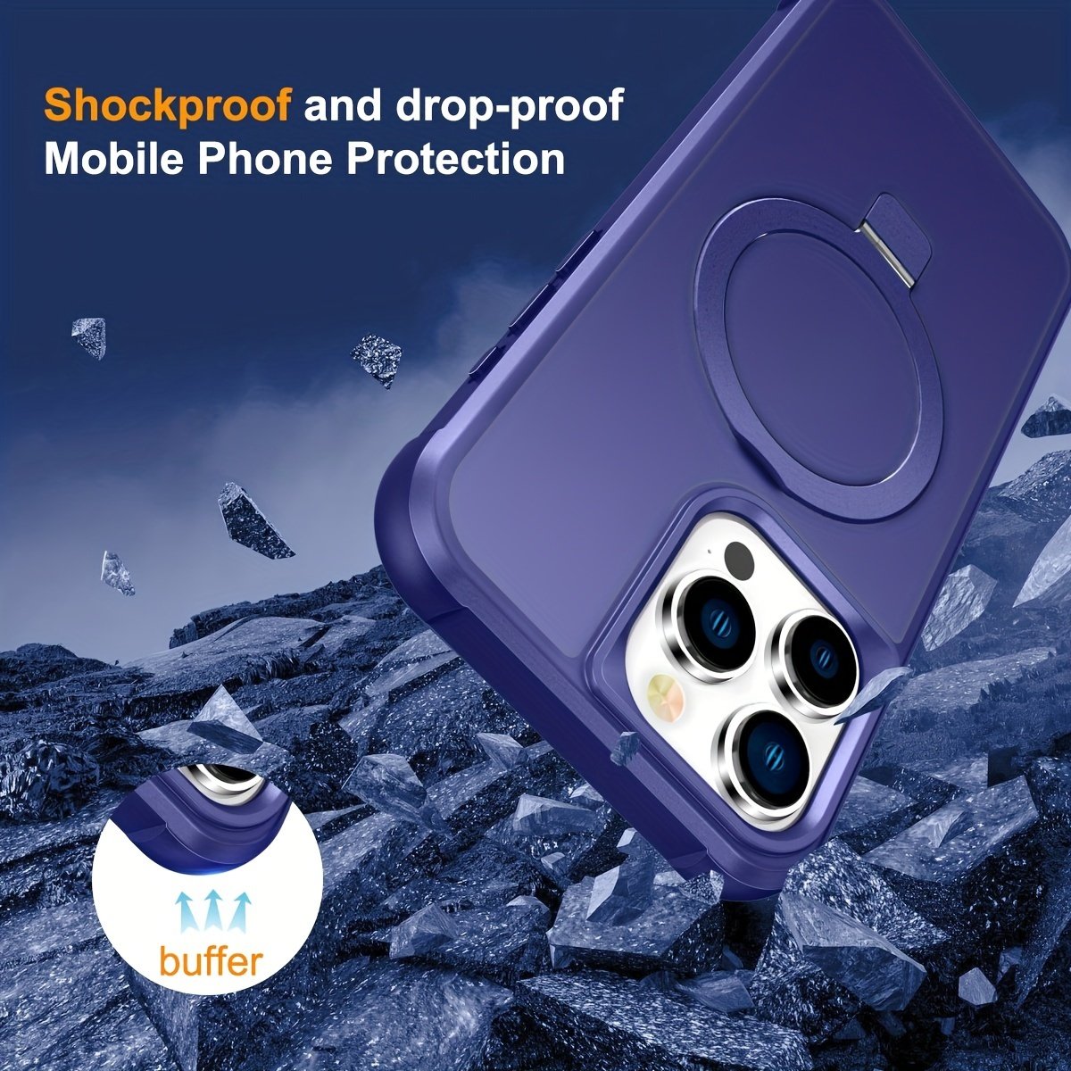 Magnetic For IPhone 15 14 13 12 11 Pro Max Case [Compatible With Magnetic] With Stand, [Military Grade Drop Protection] Shockproof Translucent Back Slim Protective Phone Case (2023)