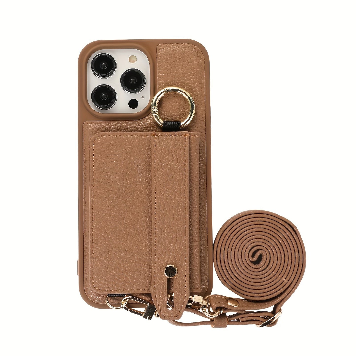 Luxusy Leather Phone Case For iPhone 15 Plus 14 13 12 11 Pro Max With Wrist Ring Long Lanyard Crossbody Bag Shockproof Cover