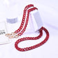 Stylish Red Oblique Chain Net Mobile Phone Case - Double-Use Anti-Lost & Anti-Fall Protection for Women