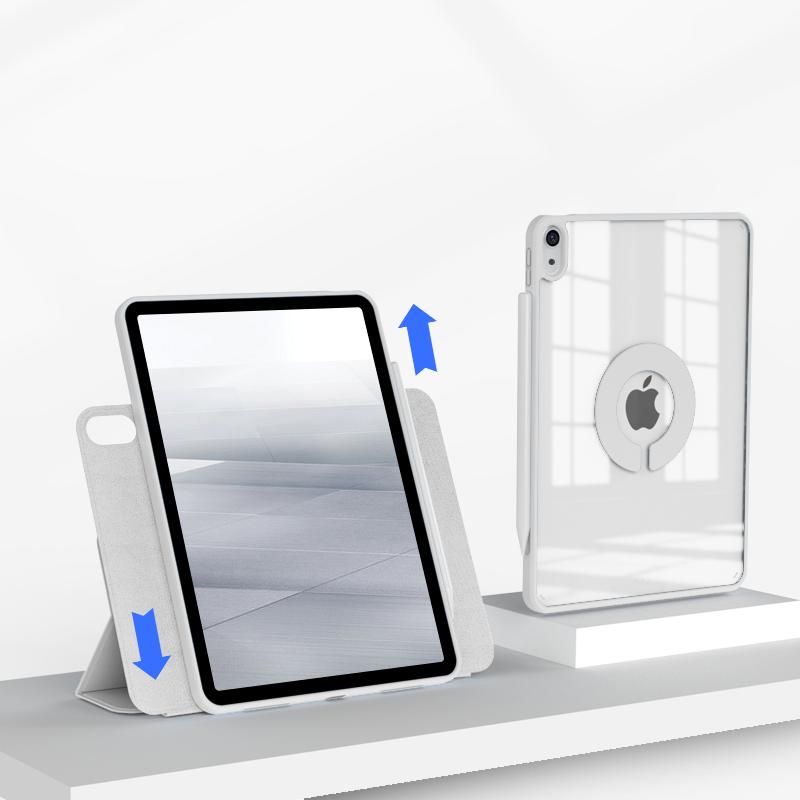 For IPad Case Transparent Acrylic Material Bending Resistant Detachable 720° Rotation TPU Silicone Soft Edge Case For IPad 2022 M2 Pro 11 Ipad 10.2 Inch Ipad 7th 8th 9th Generation 2021 Case Can Be Adsorbed On The Refr