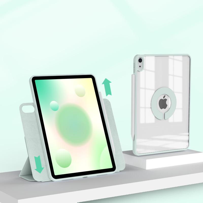 For IPad Case Transparent Acrylic Material Bending Resistant Detachable 720° Rotation TPU Silicone Soft Edge Case For IPad 2022 M2 Pro 11 Ipad 10.2 Inch Ipad 7th 8th 9th Generation 2021 Case Can Be Adsorbed On The Refr