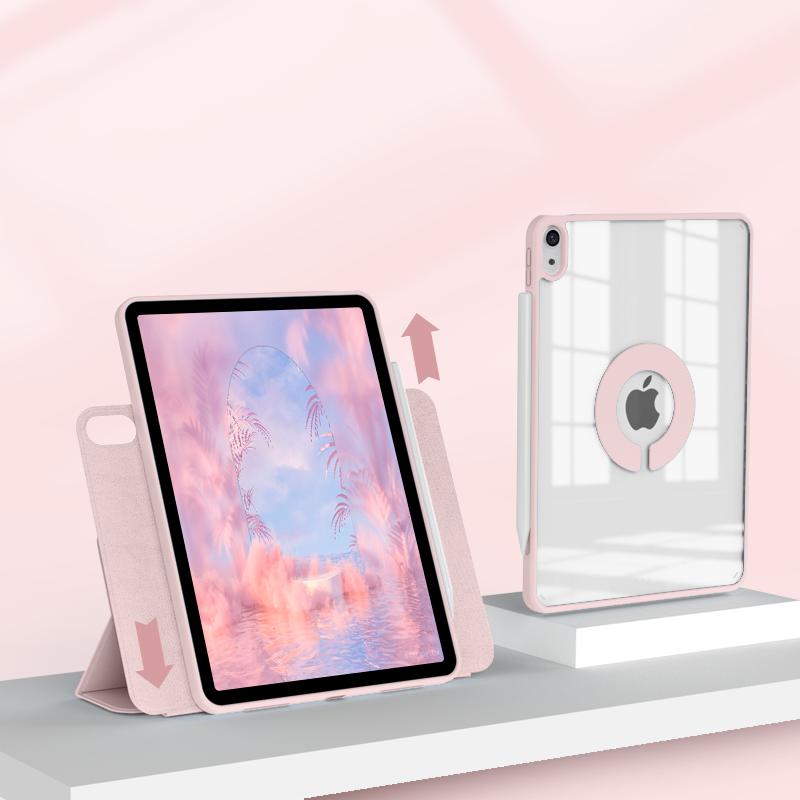 For IPad Case Transparent Acrylic Material Bending Resistant Detachable 720° Rotation TPU Silicone Soft Edge Case For IPad 2022 M2 Pro 11 Ipad 10.2 Inch Ipad 7th 8th 9th Generation 2021 Case Can Be Adsorbed On The Refr
