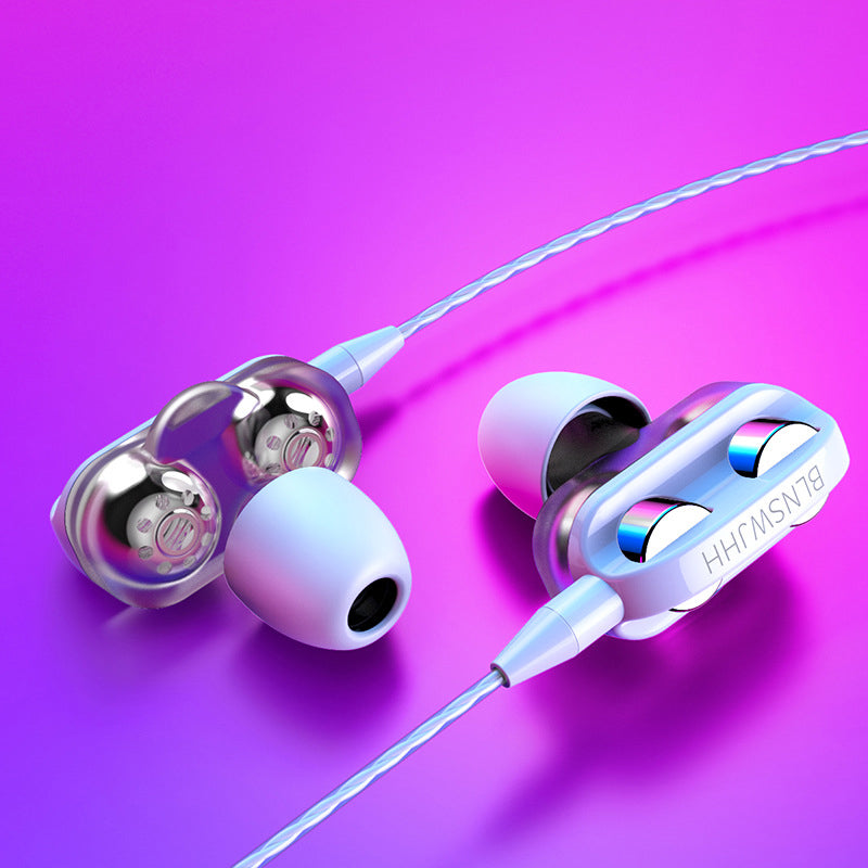 New spot dual-movement in-ear music headset HiFi headset Wire-controlled headset Gaming headset Anchor headset