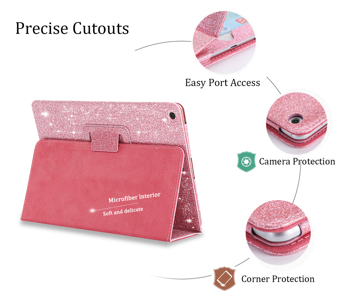 Glitter Smart Cover，iPad Case 9.7 inch  for iPad 2/3/4 generation