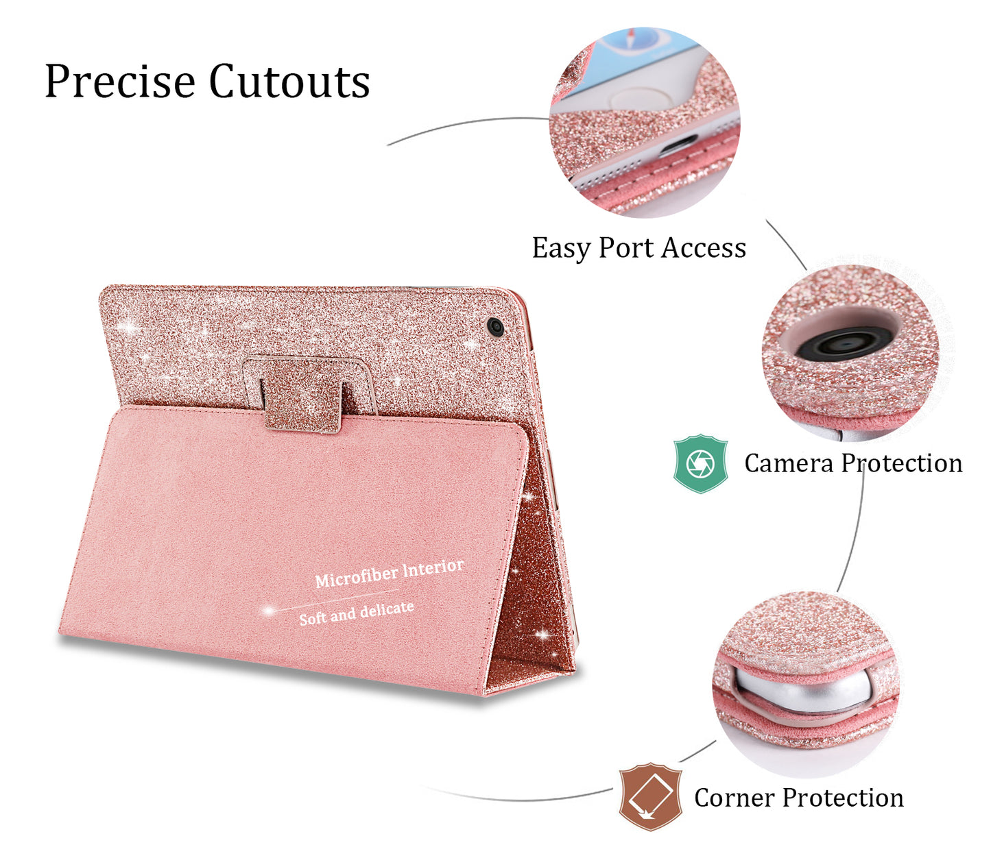 Glitter Smart Cover，iPad Case 9.7 inch  for iPad 2/3/4 generation