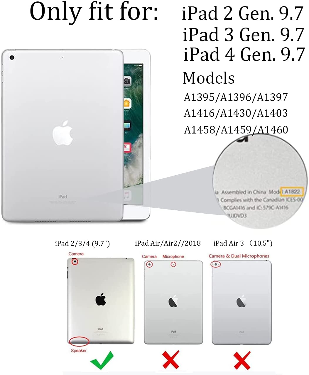 iPad 9.7 inch,Card Slot Smart Cover for iPad 2/3/4