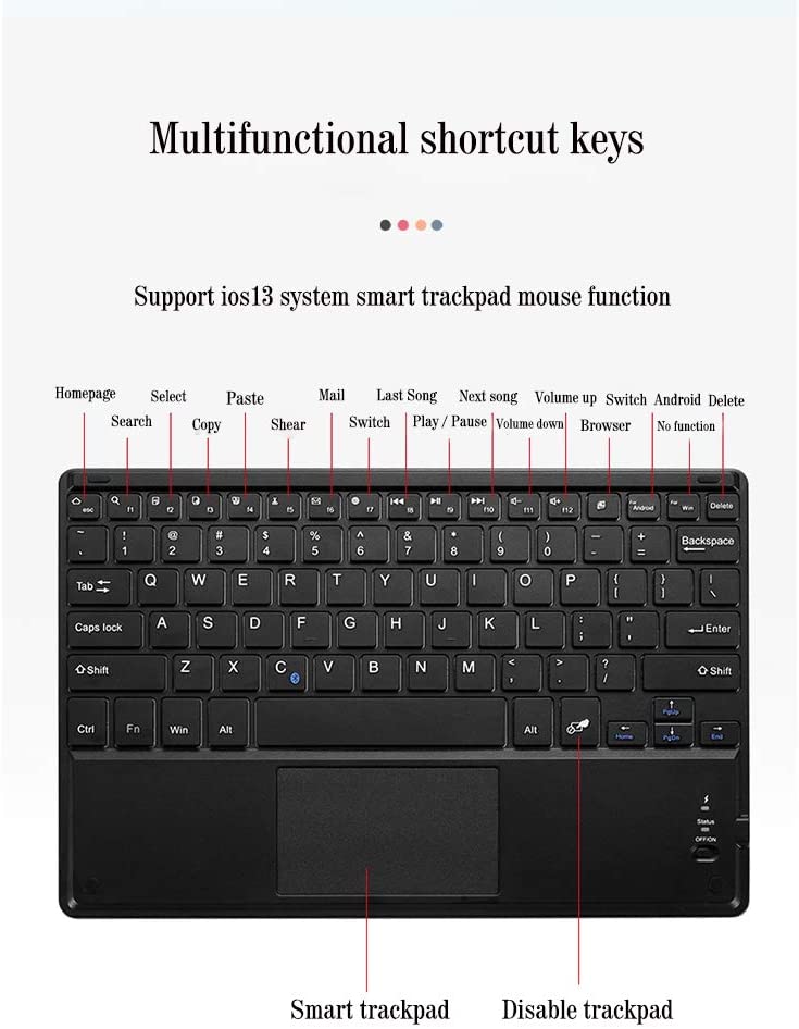 iPad 9.7 Case with Detachable Wireless Smart Bluetooth 3.0 Keyboard