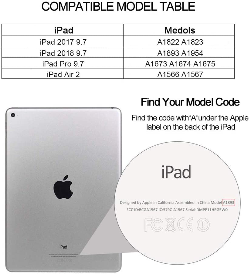 iPad Air 2/Pro 9.7/iPad 2017/2018 Case Cover with Strap forApple iPad Air 2/Pro 9.7/iPad 2017/2018