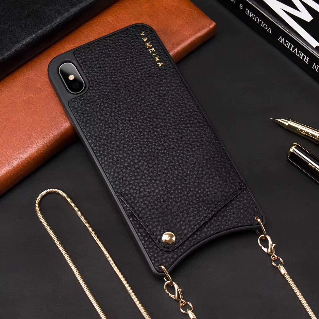 Mobile Case for iPhone XR Wallet Case with Cross-Body Chain