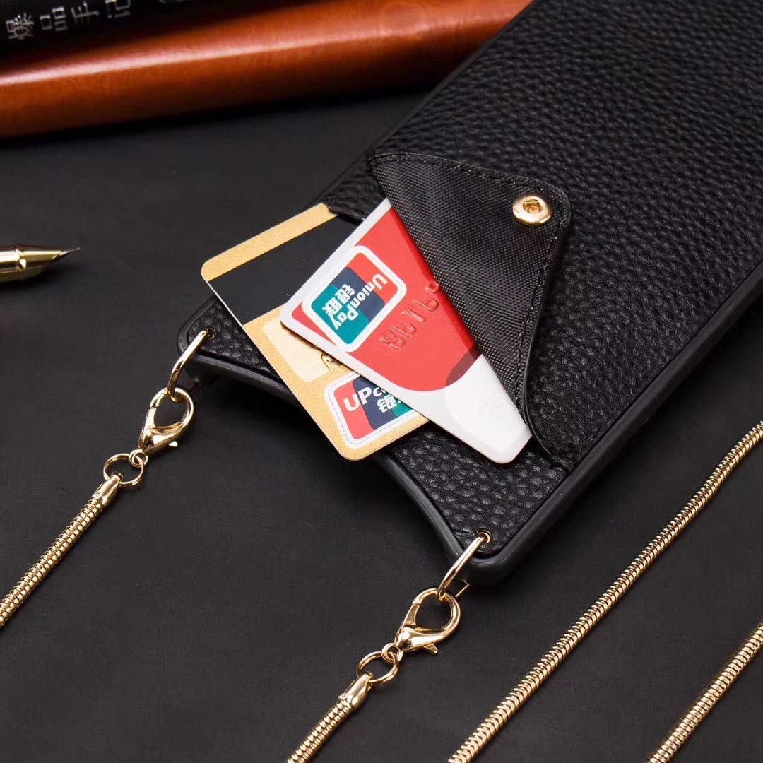 Mobile Case for iPhone XR Wallet Case with Cross-Body Chain