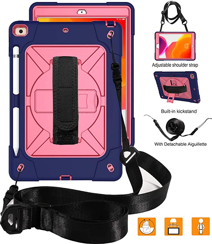 Case For iPad 10.2 with Pen Slot Hand & Shoulder Strap iPad 7th Generation