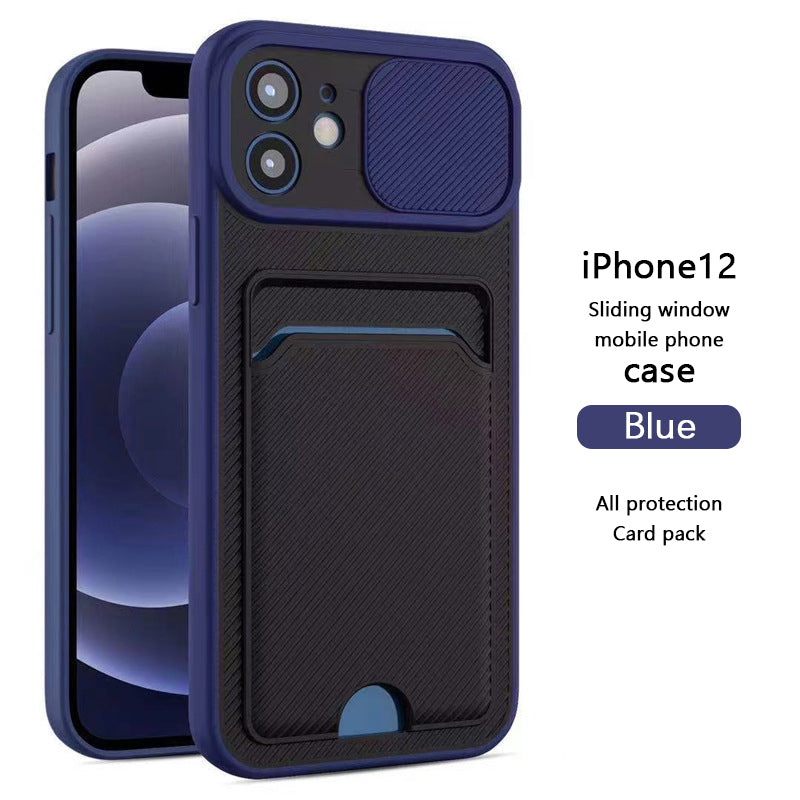 Suitable for iPhone13 /13Pro /13Pro max case lens protection push window card all-in-one card case mobile phone case