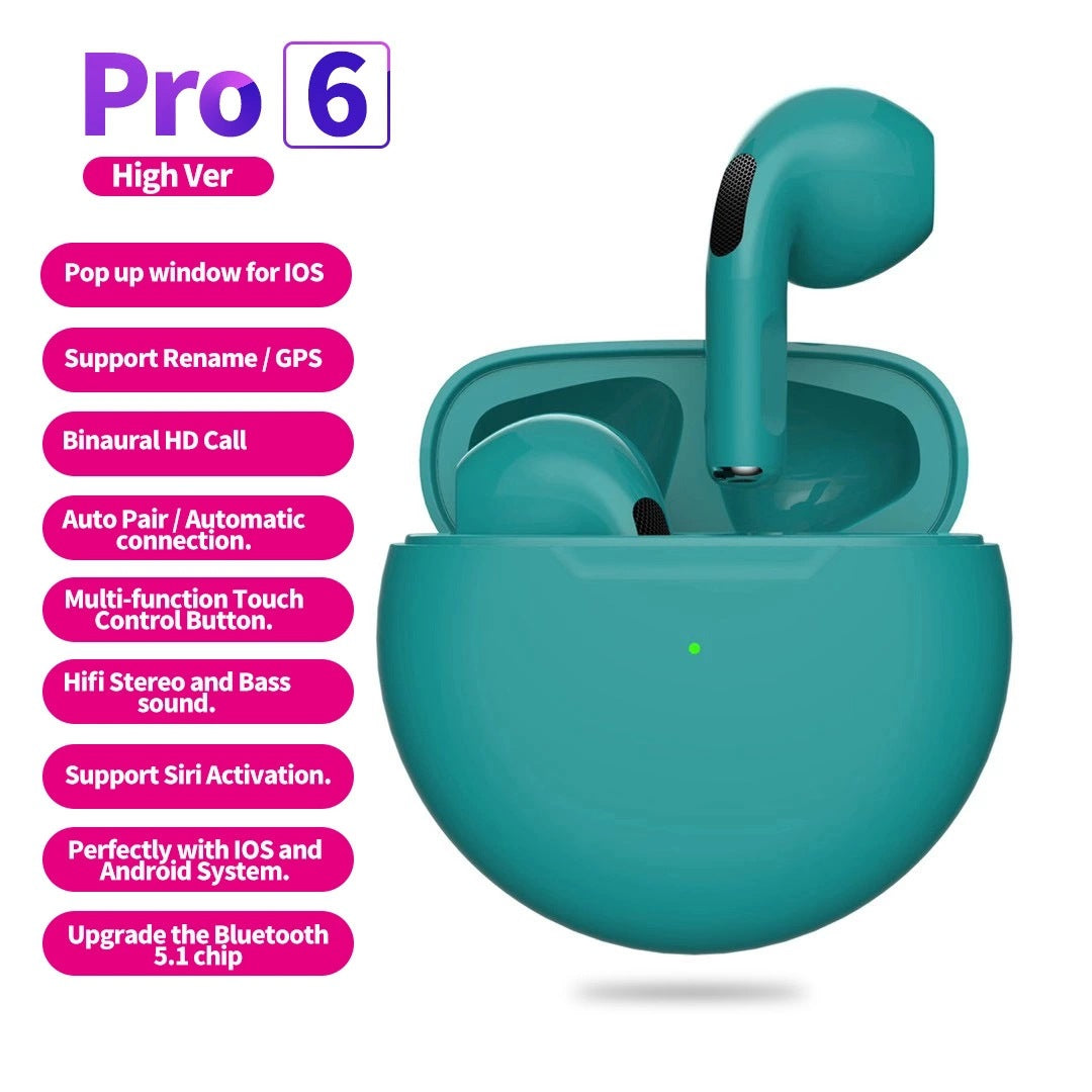 New wireless bluetooth headset Macaron TWS true wireless bluetooth headset Pro6 stereo touch 5.0 sports headset