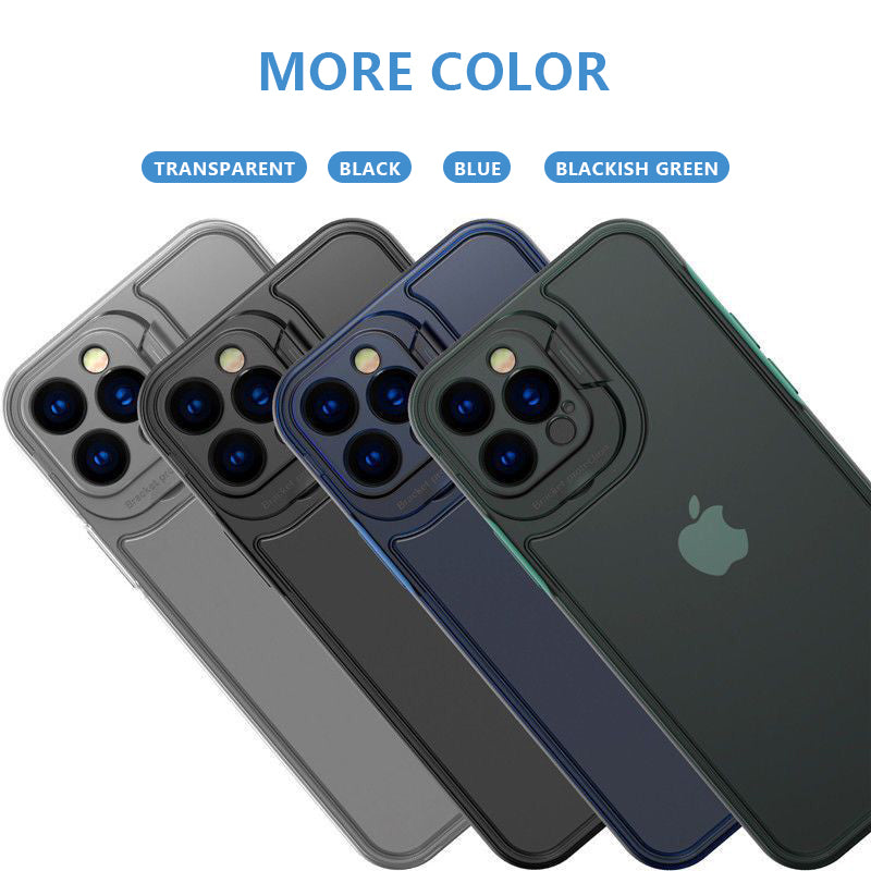 Lens flip bracket phone case for iPhone 13 pro Max casing protect camera anti drop Translucent Hard Frosted Back Shockproof phone case