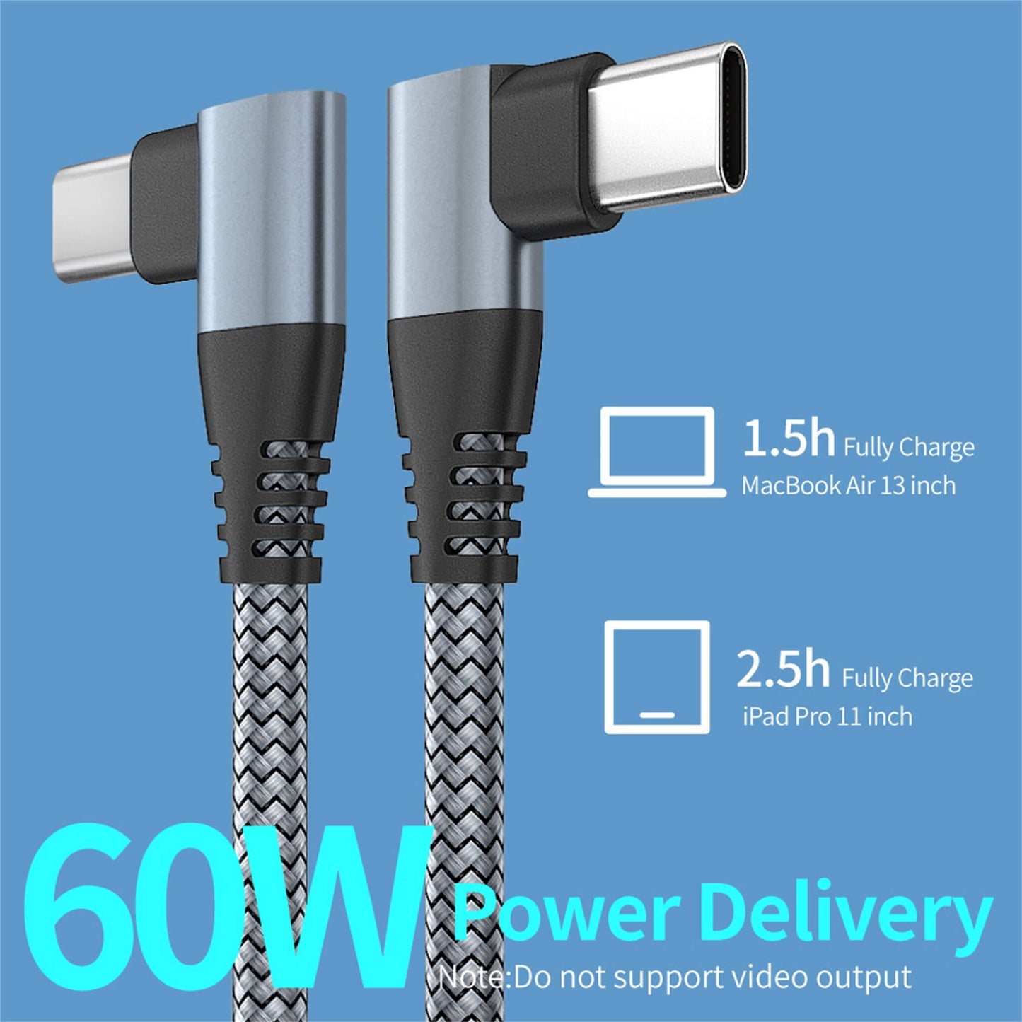 Right Angle Fast Charge USB C to USB C Cable