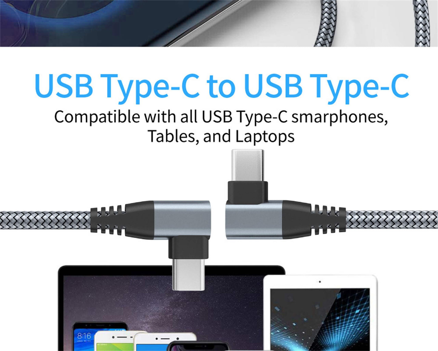 Right Angle Fast Charge USB C to USB C Cable